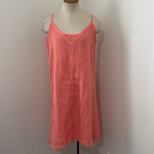 Stark X XS Coral 100% Cotton Sleeveless Midi Dress ~ Lagenlook Beach Coastal
